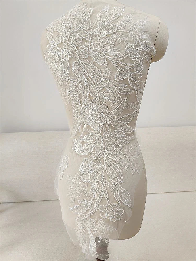 Accesorios de decoración para vestidos de novia, encaje, cuentas, bordados brillantes, telas, bricolaje, liquidación de materiales, oferta especial.