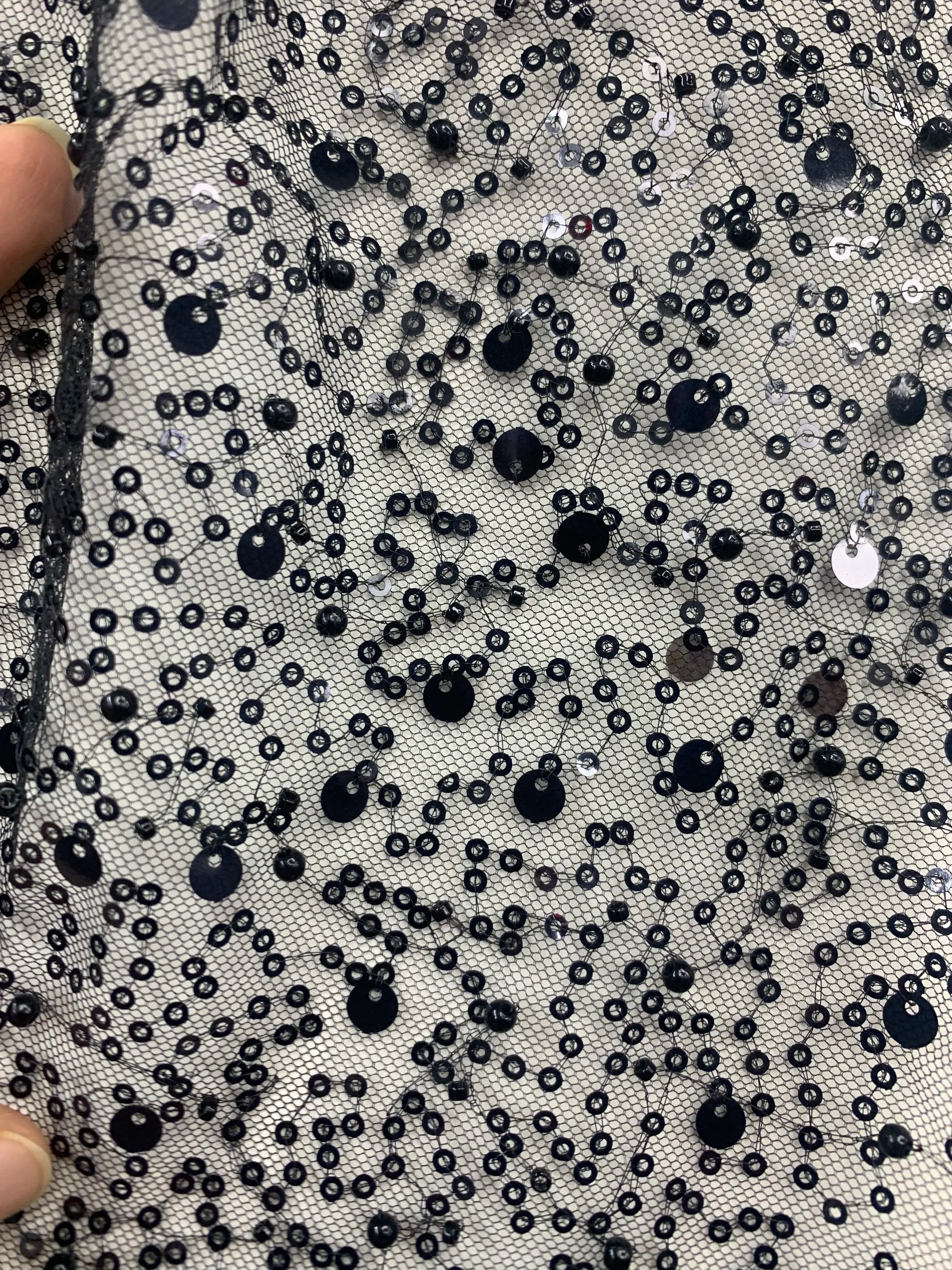 New Mesh Embroidery Pearl Sequins Scattered Pearl Embellishment Fabric Handmade DIY Fabric Wedding Dress Veil Skirt