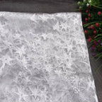 قماش شبكي من الدانتيل المطرز بنجوم خماسية بيضاء متينة لفساتين الزفاف والأزياء ومواد الخياطة اليدوية