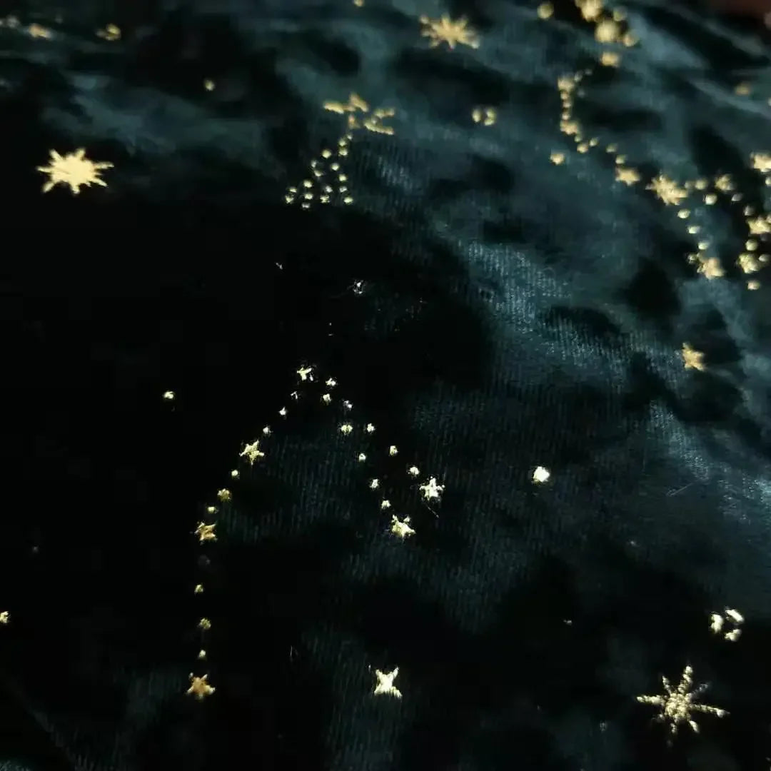 قماش مخملي ماسي مطبوع عليه سماء مرصعة بالنجوم - فستان سهرة - مقاس 160 سم