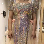 New Diamond Shaped Sequin Lace Fishtail Dress Clothing With Special Lace Sequin Fabric, Super Sparkling Lace Sequin Fabric