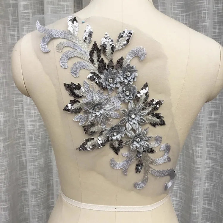 فستان سهرة مخصص من الدانتيل على شكل زهرة ثلاثية الأبعاد، ملابس الأم، إكسسوارات الملصقات