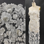 Luxury three-dimensional flower nail bead sequin embroidery fabric wedding dresses evening gowns skirt decorations DIY fabric