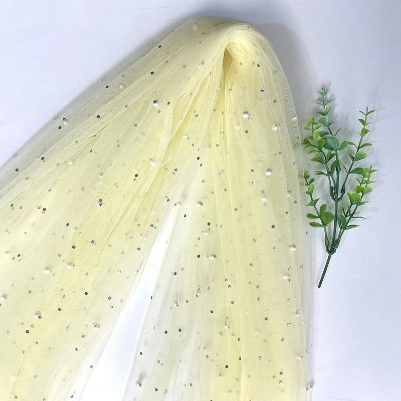 Soft Pearl Tulle Fabric - Delicate Mesh for Bridal Gowns & Elegant Backdrops