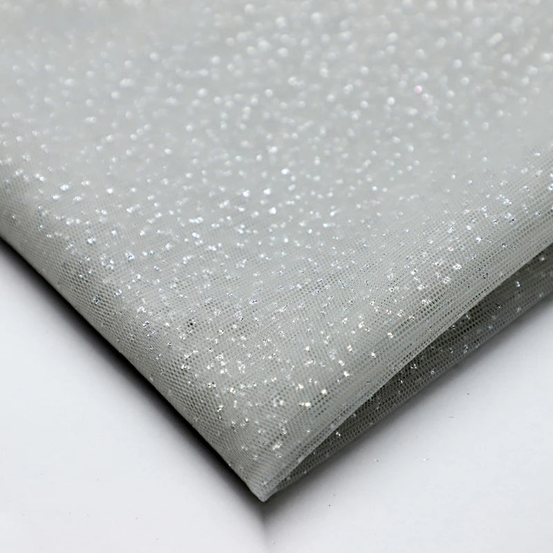 High Quality Thickened Soft Mesh Fabric Gold Spray Silver Flash Yarn for Fashion Wedding Dresses DIY Gown Decorative Fabric