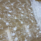 فستان زفاف من نسيج دانتيل شبكي شفاف رقيق مع تطريز زهرة اللؤلؤ، تصميم إبداعي لملابس المسرح