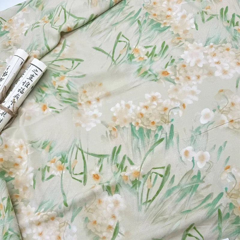 قماش قطني كتان مطبوع بنمط زهور فنية مرسومة بالزيت لخياطة غطاء الطاولة والستائر والديكور الداخلي