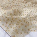 قماش شيفون بفقاعات بلون المشمش - خامة بنمط مربعات صغيرة من ديزي