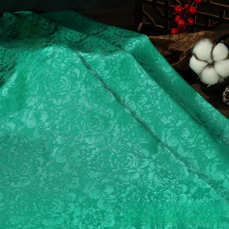 Exquisita tela de satén de seda jacquard, ideal para vestidos de novia, vestidos de noche, alta costura, proyectos de manualidades, elegante y atemporal.