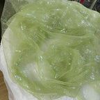 Tela de fondo para costura de ropa infantil, con malla suave transparente y mariposa arcoíris verde hierba fresca, ideal para decoración navideña DIY