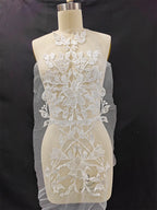 Pegatinas de flores de encaje bordado blanco, materiales de decoración para vestidos de boda, accesorios de diseño DIY