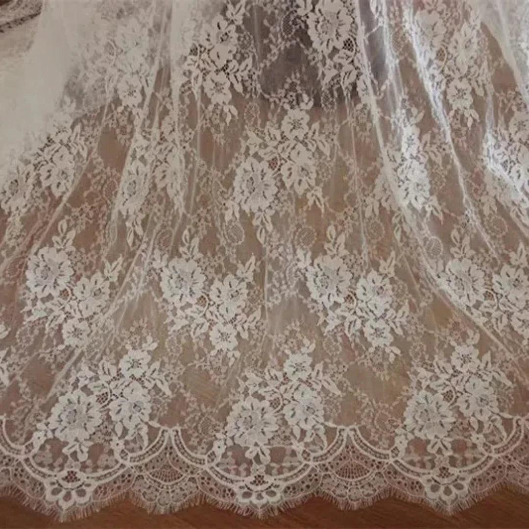 قماش دانتيل الرموش الفرنسي المصنوع يدويًا من الدانتيل الزهري، عرض 1.5 متر * 3 أمتار، مفرش طاولة