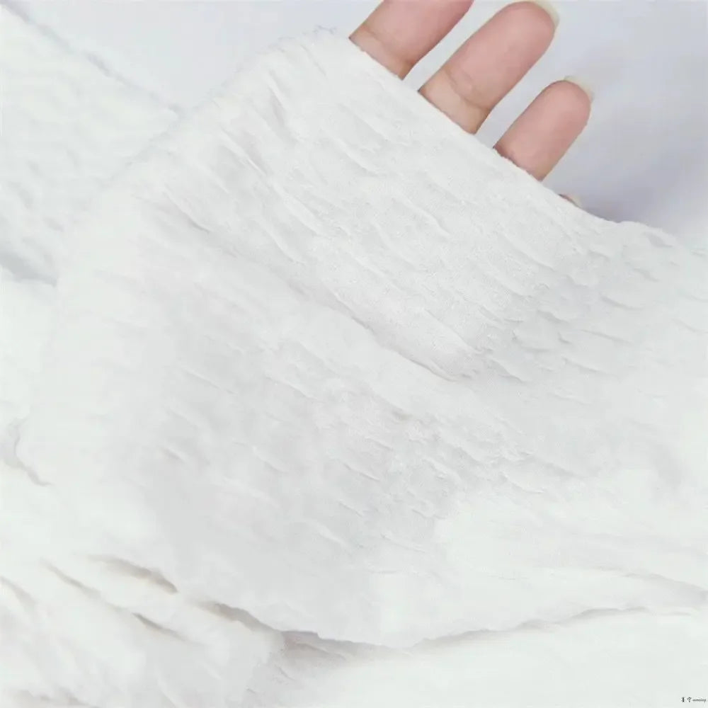 Tela elástica de felpa bordada con burbujas y textura 3D con volantes para vestidos de bebé, ropa de mujer y costura DIY.