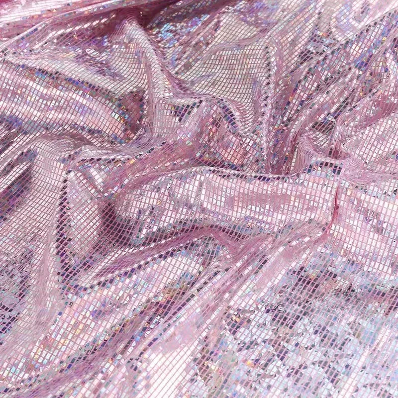 Laser Iridescent Shiny Hot Stamping Block Fabric Sewing Stage Performance Costumes Background Decoration Designer Fabric