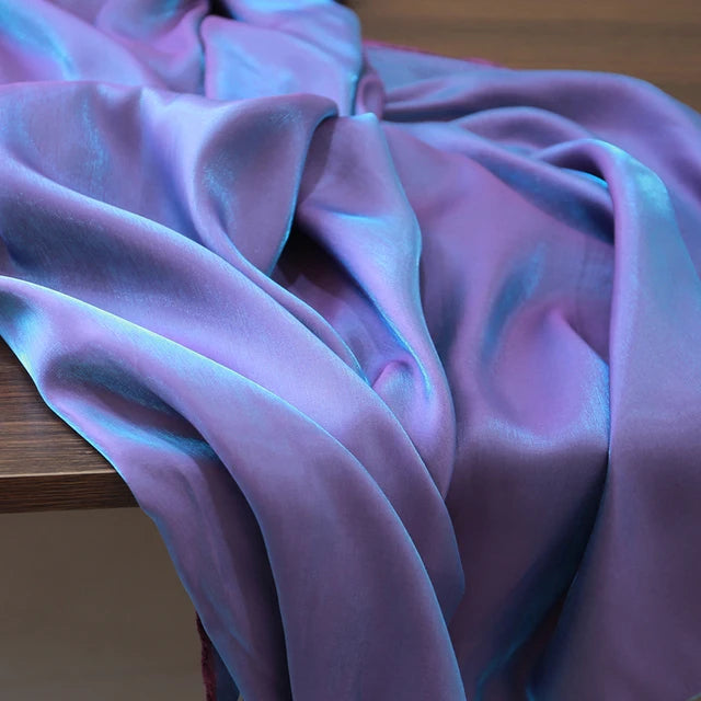 150cm Width Soft Purple Blue Iridescent Satin Fabric Smooth Draping DIY Material For Dresses Shirts Doll Clothing