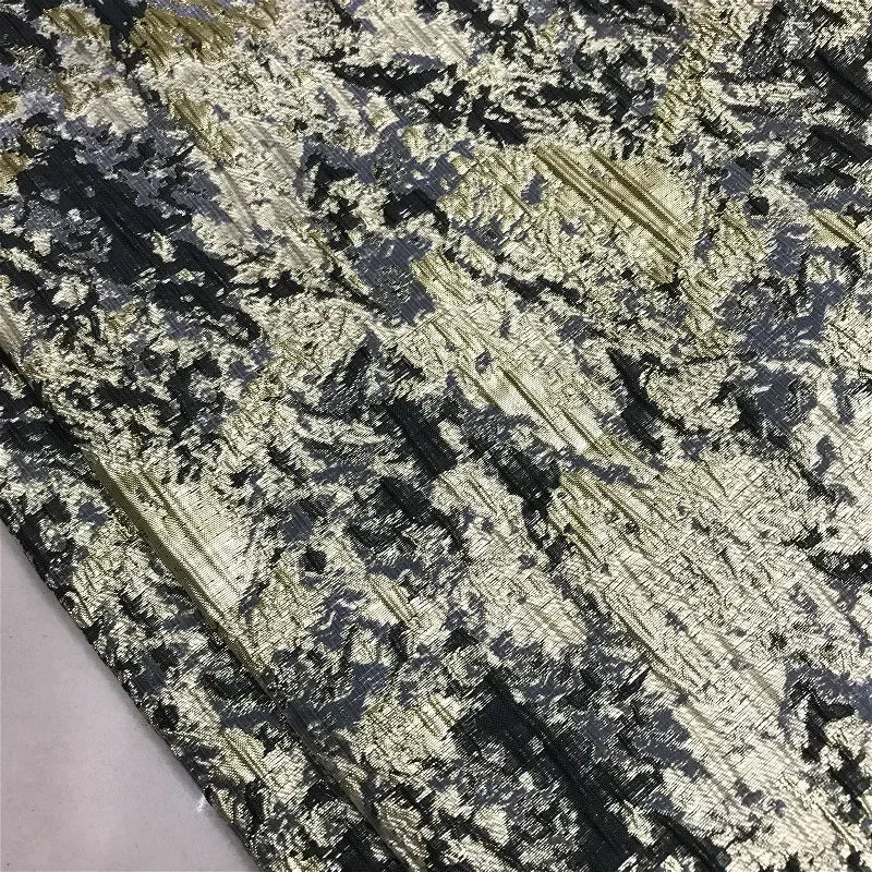 Gold Thread 3D Relief Artistic Print Clothing Fabric - Dress Evening Gown Coat Designer