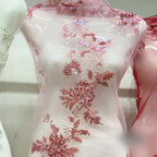 New Sequined Rose Bead Tube Embroidery Fabric, High-end Heavy Industry Multi-color Wedding Dress Bead Mesh Fabric Stoff Tessuto