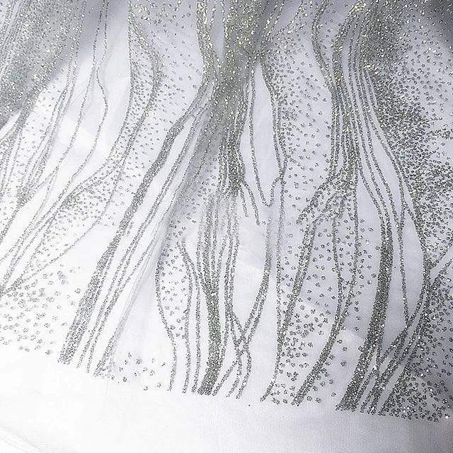 Luxury Water Ripple Sequin Tulle Fabric, Perfect for Wedding Gowns, Performance Costumes, and Children's Handmade Designs