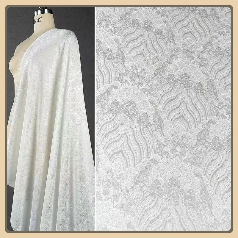 قماش جاكار مموج - خامة فستان أنيقة ومزخرفة 135 سم