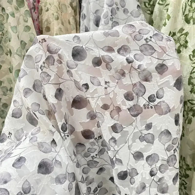 فساتين وقمصان نسائية فاخرة من قماش شيفون جاكار شبه شفاف مزخرف بنقشة زهور على الطراز الصيني، ناعمة للحماية من الشمس