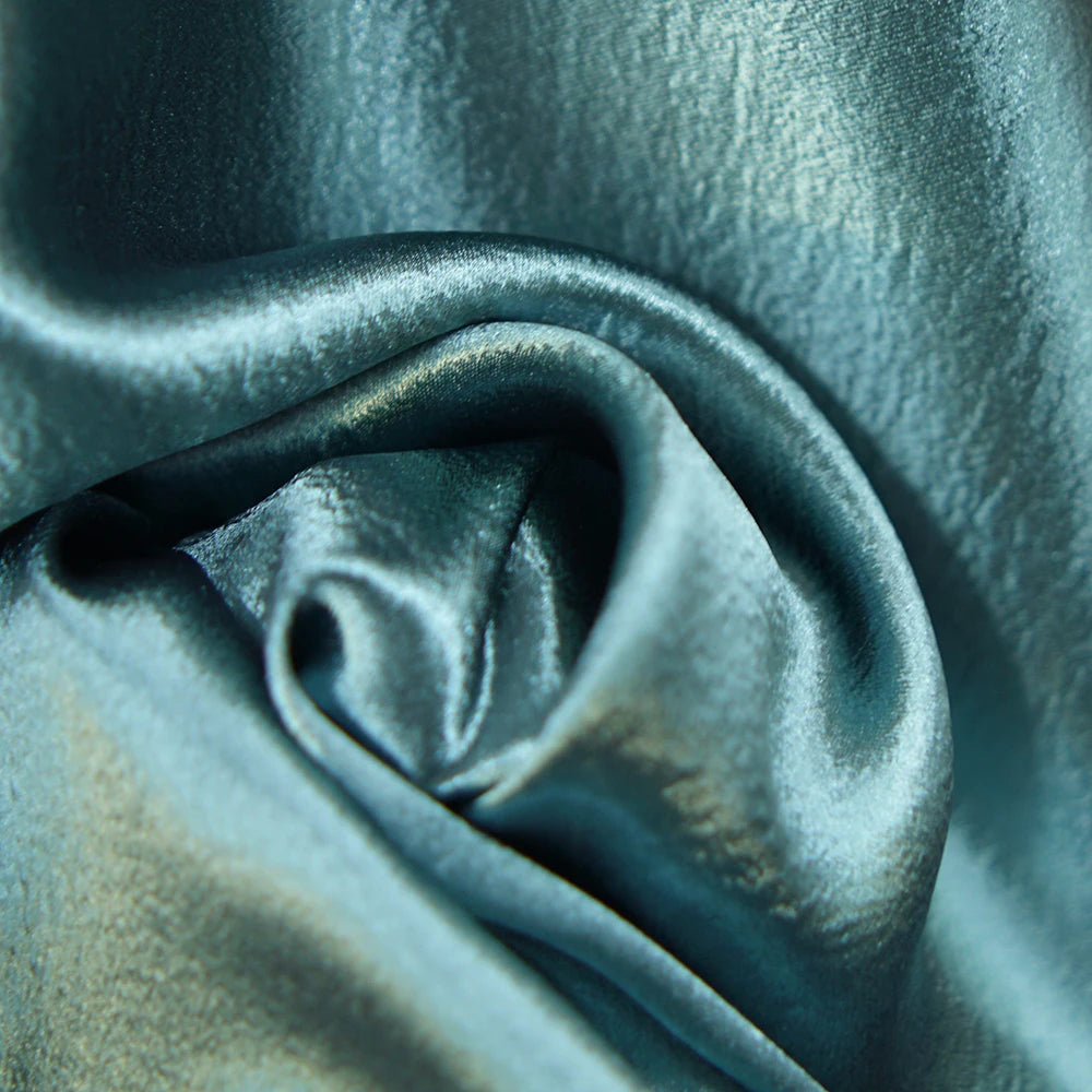 Camisa de tela suave de crepé doble dorado y plateado, vestido de diseñador, tela de costura DIY hecha a mano