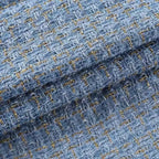 Tejido grueso de estilo pequeño con fragancia, rejilla de alambre dorado, tejido moderno de tweed elástico, tejido artesanal para ropa de mujer.