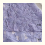 Tela bordada de malla de algodón puro con diseño de crisantemo violeta para vestido infantil, hilo de algodón suave, manualidades de costura DIY.