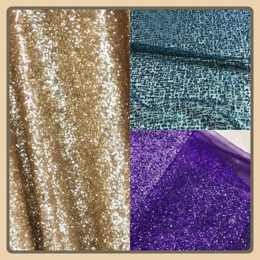 قماش شبكي من الترتر الذهبي اللامع - مادة شبكية لامعة 130 سم