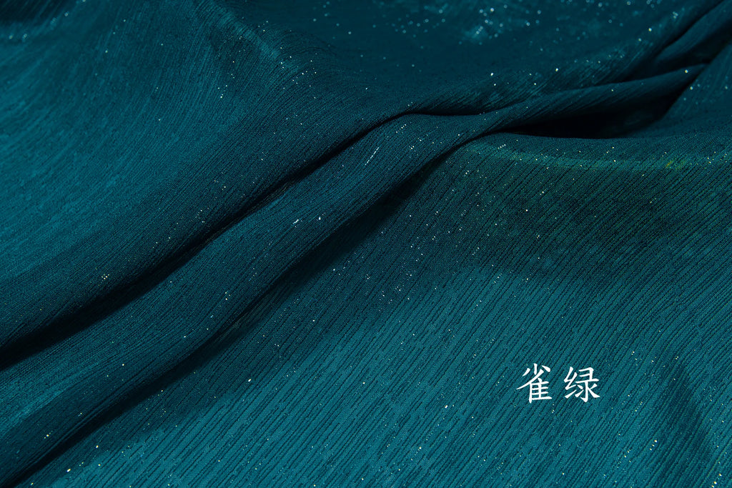 Silver Silk Wrinkled Bright Pleated Crepe - Hanfu Sleeve & Stage Lolita DIY