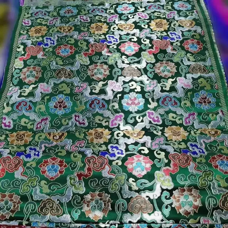 قماش بروكار بنقشة سحابة اللوتس الجاكار - مادة زخرفية تقليدية 70 سم