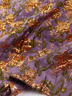 Glossy and stiff silhouette retro purple and gold flower relief jacquard fabric spring and summer skirt designer fabric DIY