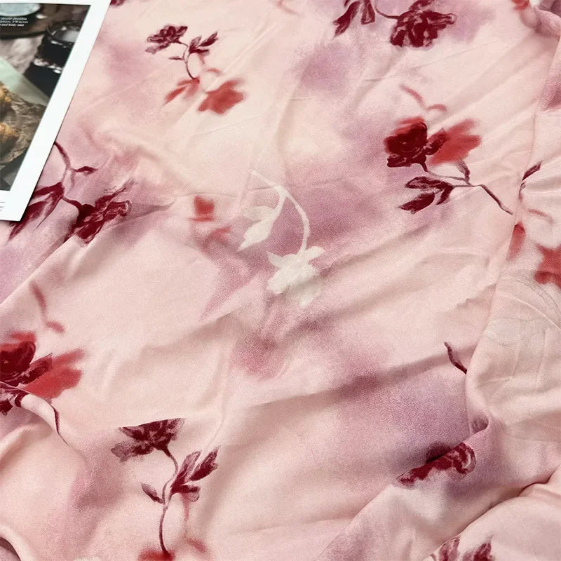 قماش قطني كتان مطبوع بنمط زهور فنية مرسومة بالزيت لخياطة غطاء الطاولة والستائر والديكور الداخلي