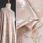 Tela jacquard de brocado tejida con flores de plantas dulces de color rosa, temperamento para vestido, chaqueta qipao china, telas para coser