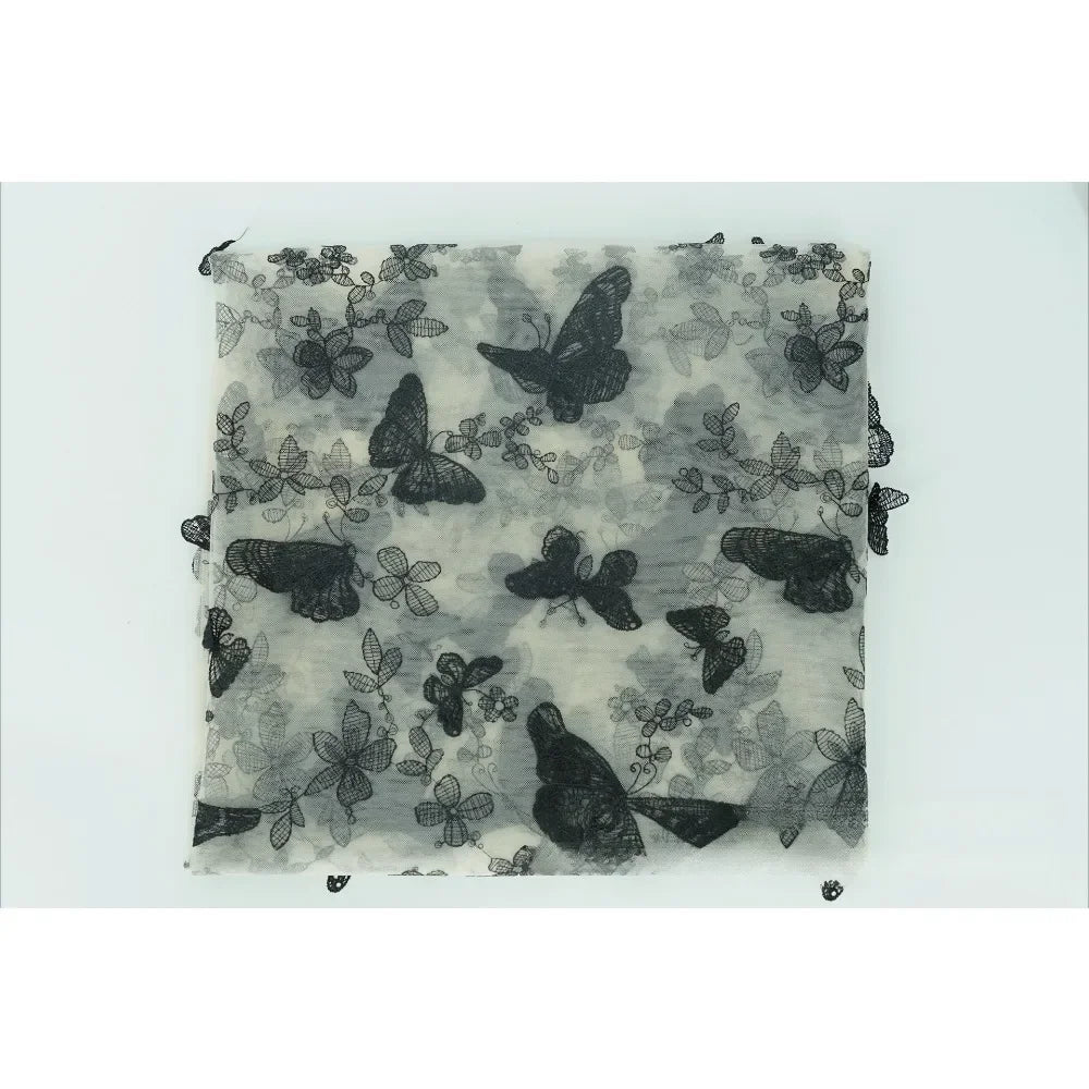 3D Butterfly Embroidered Mesh - Elastic Dress & Skirt Fabric