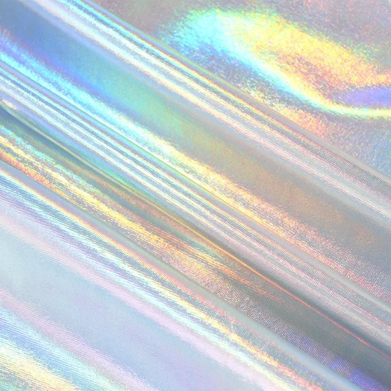 Silver Holographic Foil Spandex - Four Way Stretch Fabric