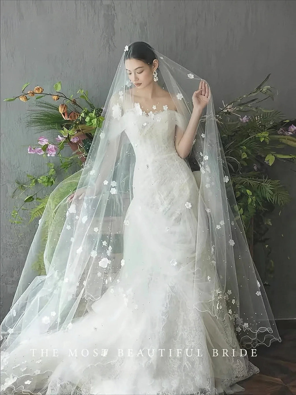 Three-dimensional Embroidery Fabric With Multi-color Gradient Flowers Soft Dress For Children Wedding Dress Formal Wear Fabric