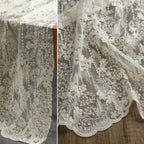 French Apricot Vintage Floral Embroidery Lace - Ombre Tulle Bridal Fabric - fabric photo 3