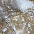 فستان زفاف من نسيج دانتيل شبكي شفاف رقيق مع تطريز زهرة اللؤلؤ، تصميم إبداعي لملابس المسرح