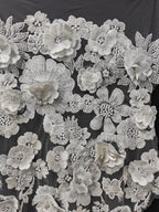 Luxury three-dimensional flower nail bead sequin embroidery fabric wedding dresses evening gowns skirt decorations DIY fabric