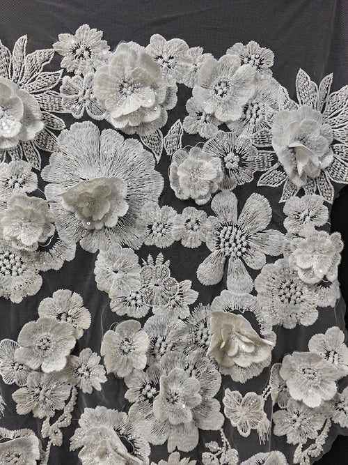 3D Flower Bead Sequin Embroidered Lace - Luxury for Wedding Dress & Evening Gown
