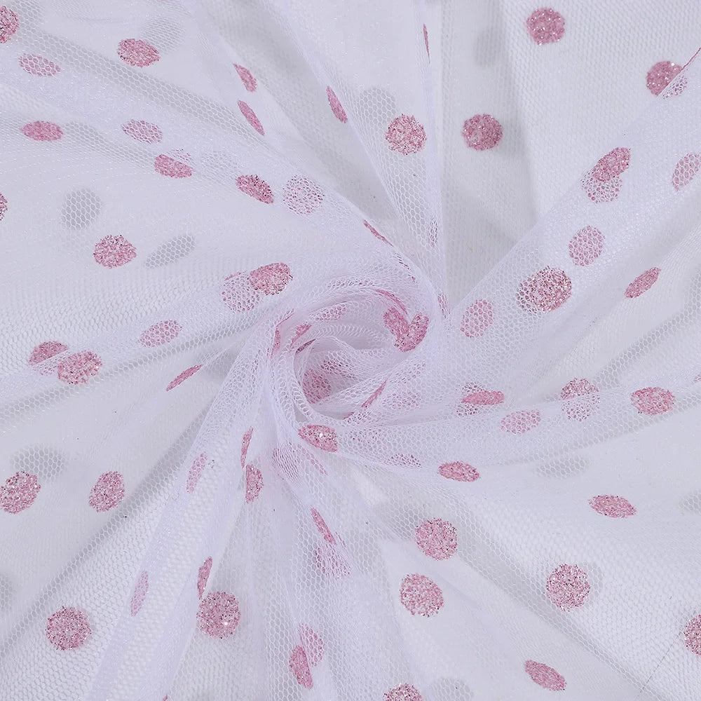 قماش شبكي سداسي ذهبي مطبوع عليه نقاط بولكا مقاس 8 مم، قماش شبكي مطبوع عليه نقاط بولكا، قماش تنورة فستان زفاف، قماش شبكي بوليستر، نمط جديد