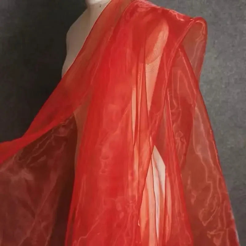 Unique Fabric Transparent Organza Sheer Cloth Sparkling Material For Wedding Dress Elegant Evening Gown Couture Design Clothing