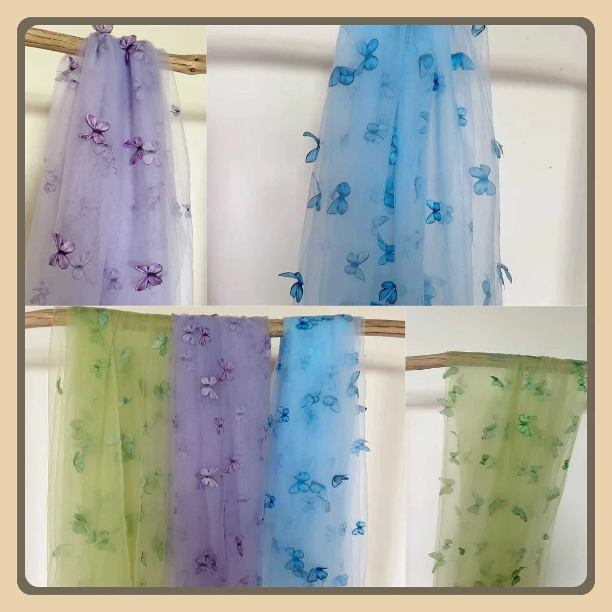 3D Butterfly Embroidered Lace Fabric - Net Gauze Material