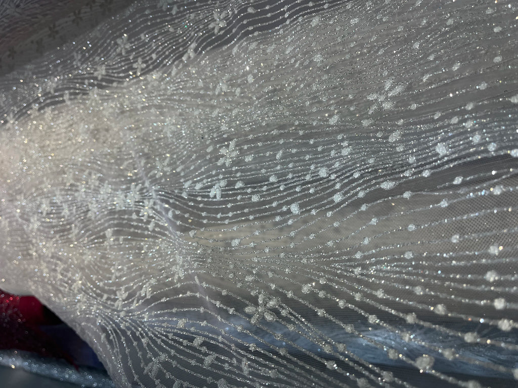 Lentejuelas de Super Hada, Ramas de Flores, Tela de Malla, Vestido de Novia, Tela de Encaje de Moda, Accesorios de Bricolaje Hechos a Mano