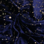 Gold Foil Studded Constellation Velvet Fabric - Diamond Shine Meteor Pattern 145cm