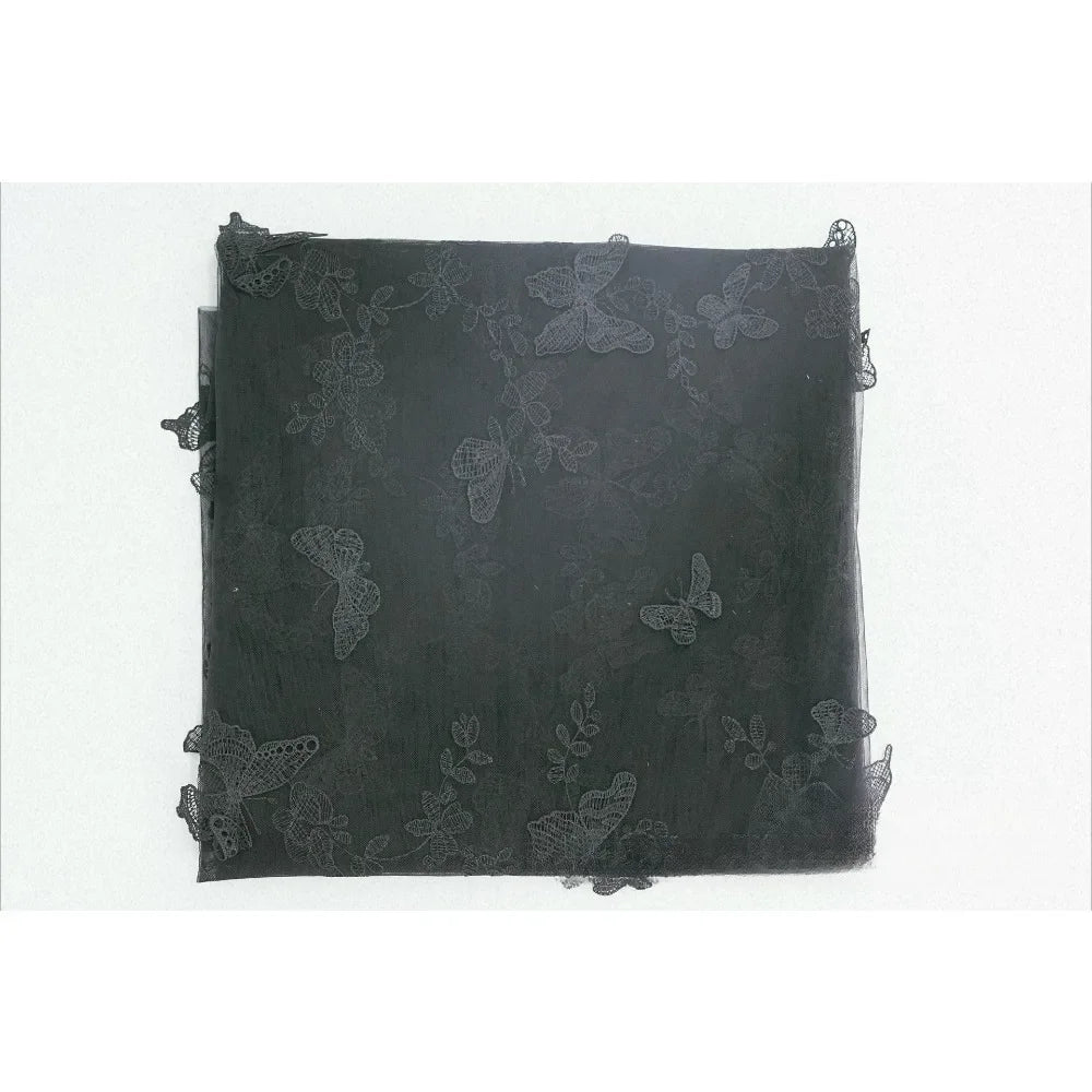 3D Butterfly Embroidered Mesh - Elastic Dress & Skirt Fabric