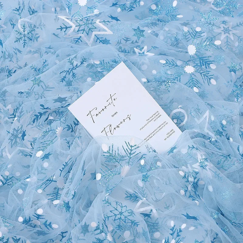 Foil Stamping princess Aisha dress mesh fabric DIY children's clothing cape Christmas decorative background fabric