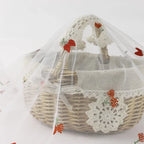 Tulle cherry-patterned beaded tube embroidered mesh fabric sewing children's clothing hair accessories and curtain fabric