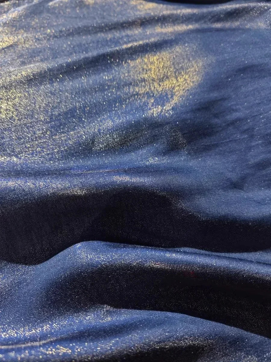 Shining Gold Powder Fantasy Color Water Light Cotton Satin Fabric Sewing Hanfu Dress Stage Clothing Soft Fabric