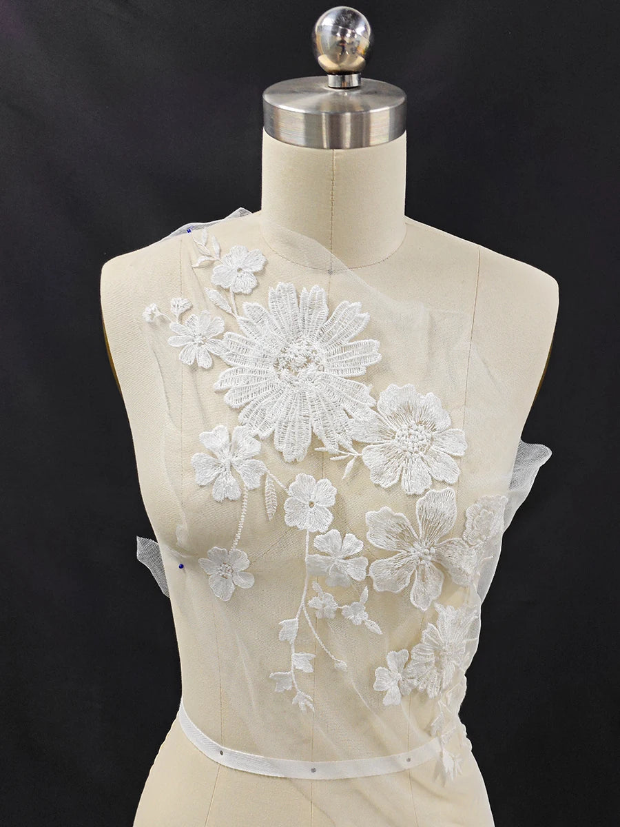 إكسسوارات الدانتيل المطرزة ملابس فستان الزفاف صناعة يدوية ملابس الدانتيل زينة الزهور